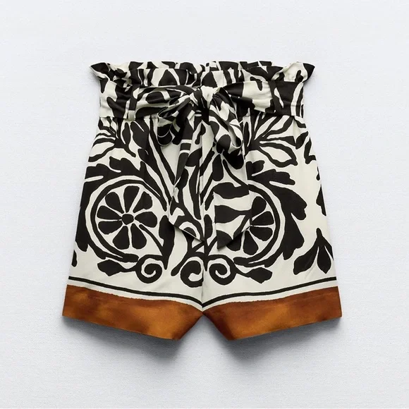 ZARAPRINTED PAPERBAG SHORTS